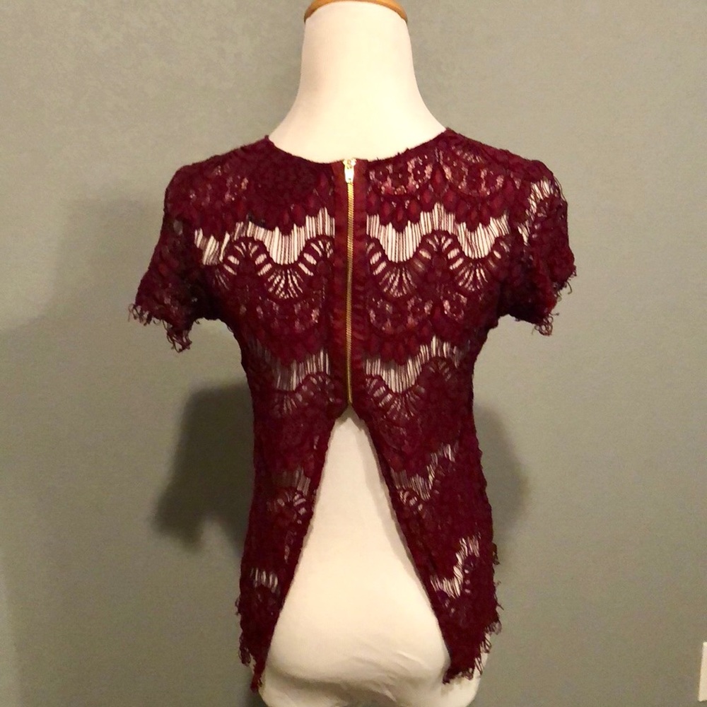 ✨HP✨ Eyelash Lace Open Back Top